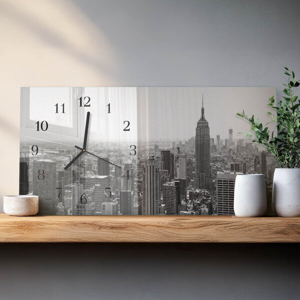 Skleněné hodiny horizontální New York zsppc-60x30-00295381