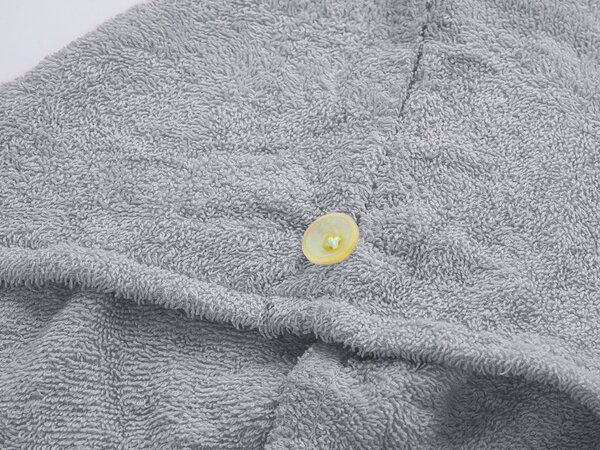 Rychleschnoucí froté turban na vlasy světle šedý, 100% bavlna