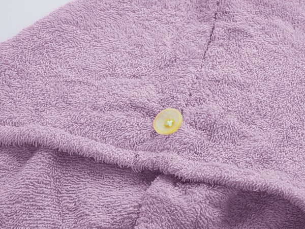 Rychleschnoucí froté turban na vlasy světle fialový, 100% bavlna