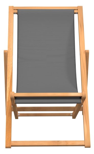 Skládací plážové křeslo masivní teak šedé