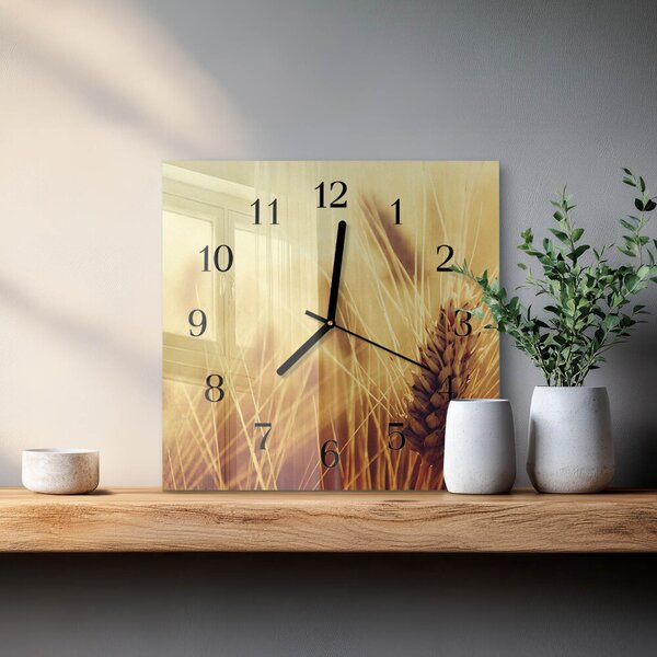 Skleněné hodiny na stěnu Obilí zskc-30x30-00178637