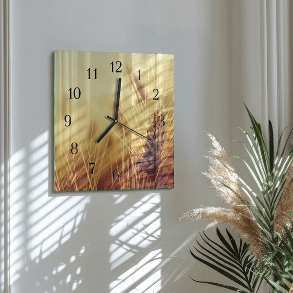 Skleněné hodiny na stěnu Obilí zskc-30x30-00178637