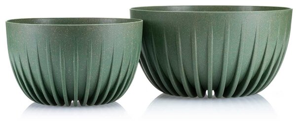 PLASTOVÝ KVĚTINÁČ STRIPPED ECO 16X30 CM ZELENÁ