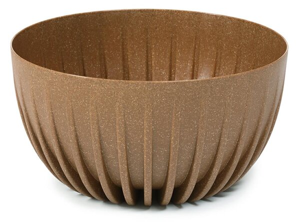 PLASTOVÝ KVĚTINÁČ STRIPPED ECO 16X30 CM HNĚDÁ