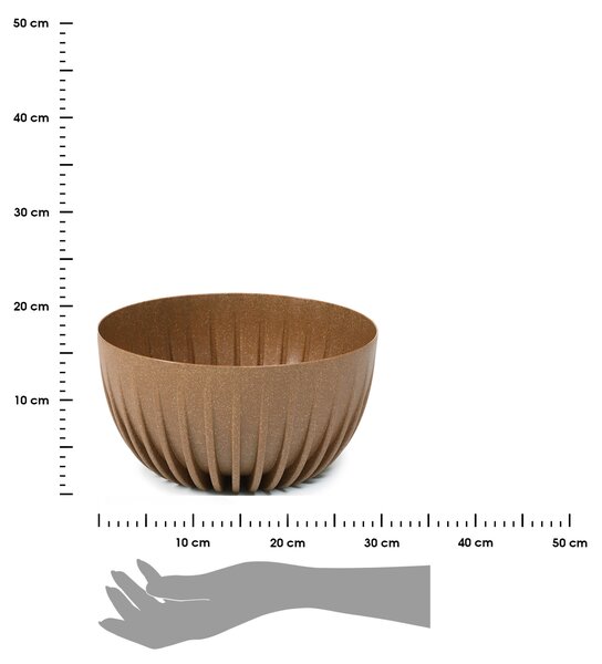PLASTOVÝ KVĚTINÁČ STRIPPED ECO 16X30 CM HNĚDÁ