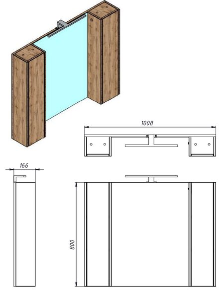 Bronx Wotan Oak 100 – závěsná koupelnová skříňka se zrcadlem a LED osvětlením (chrom 60 cm) | Lavedo by Aplomo