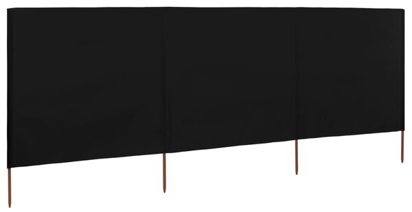 3dílná zástěna proti větru látková 400 x 160 cm černá