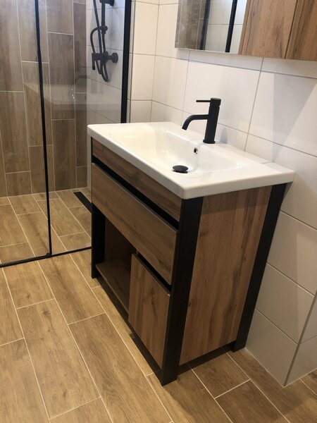 Kingsbath Bronx Wotan Oak 80 koupelnová skříňka s umyvadlem