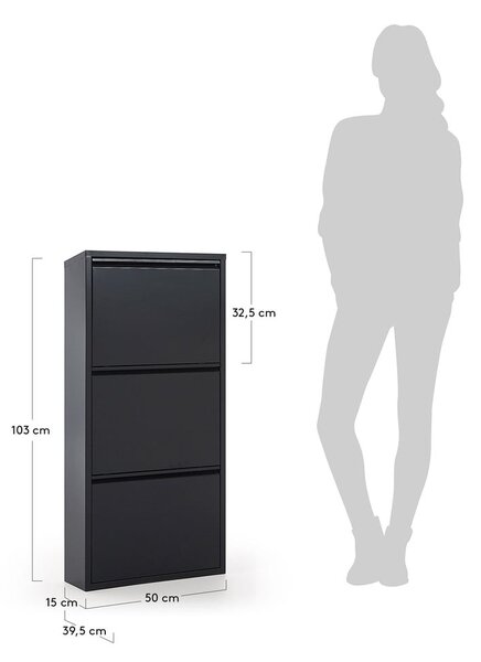 Antracitový kovový výklopný botník 50x103x15 cm Ode – Kave Home