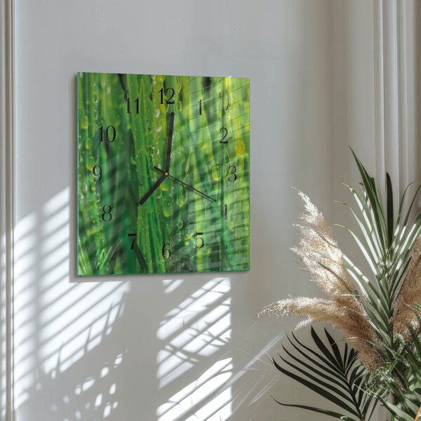 Skleněné hodiny na stěnu Tráva zskc-30x30-00178197