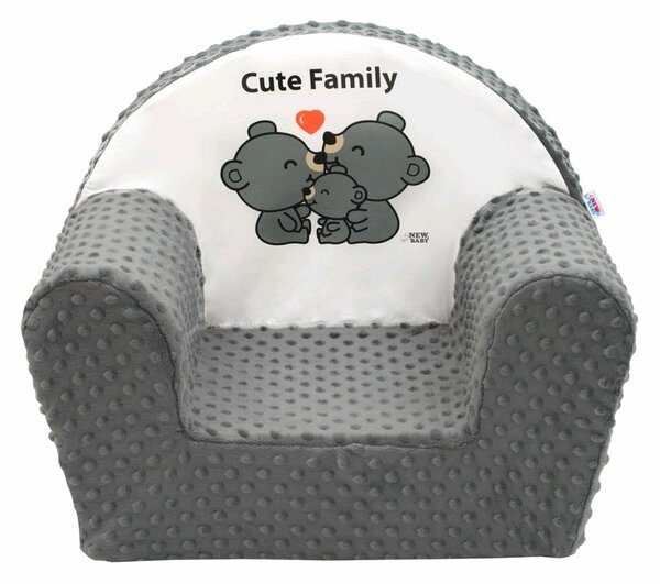 New Baby Dětské křesílko z Minky Cute Family šedá, 42 x 53 cm