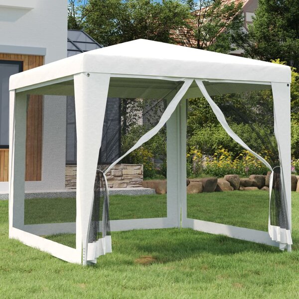Party stan se 4 bočními stěnami ze síťoviny 2,5 x 2,5 m bílý