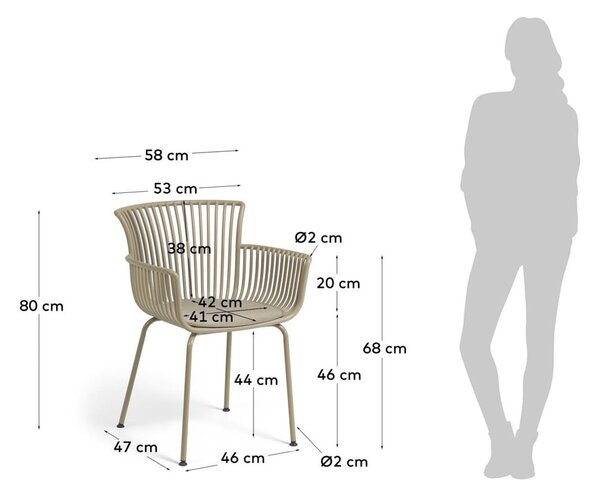 Béžová kovová/plastová zahradní židle Surpika – Kave Home