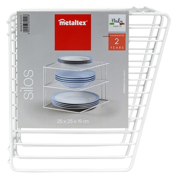 Bílá ocelová přídavná polička 25x25 cm Silos – Metaltex
