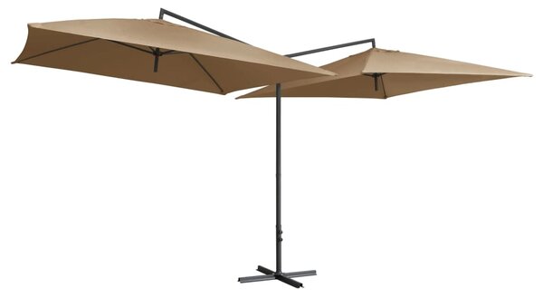 Dvojitý slunečník s ocelovou tyčí 250 x 250 cm taupe