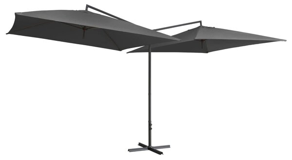 Dvojitý slunečník s ocelovou tyčí 250 x 250 cm antracitový