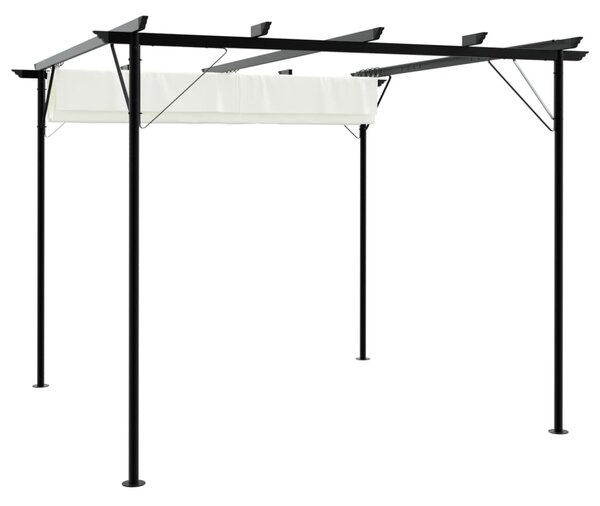 Pergola se zatahovací střechou krémově bílá 3 x 3 m ocel