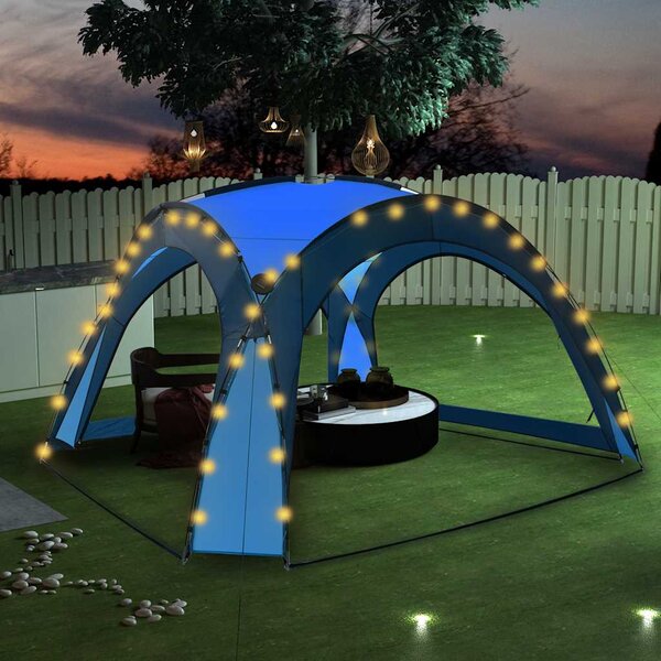 Party stan s LED světly 4 boční stěny 3,6 x 3,6 x 2,3 m modrý