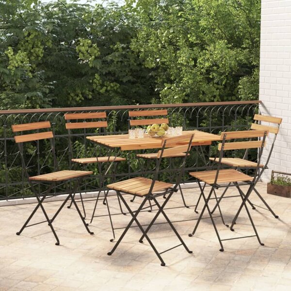 7dílný skládací bistro set masivní akáciové dřevo a ocel