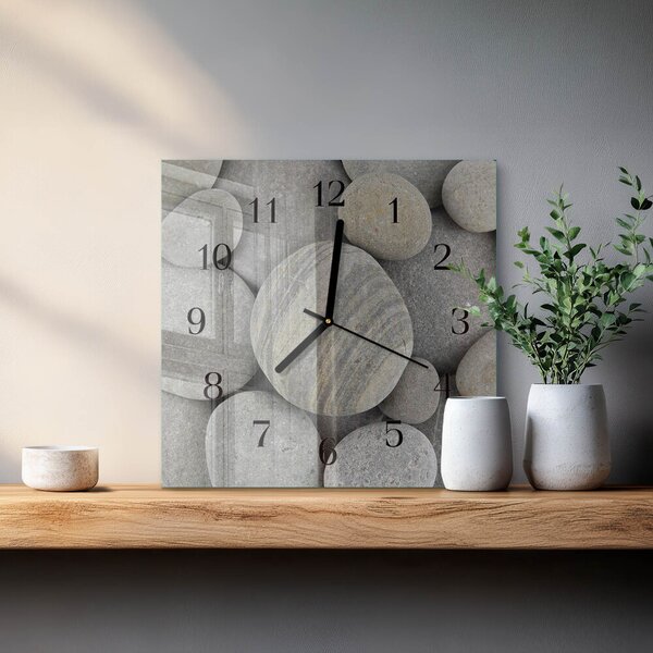 Skleněné hodiny na stěnu Kameny zskc-30x30-00178943