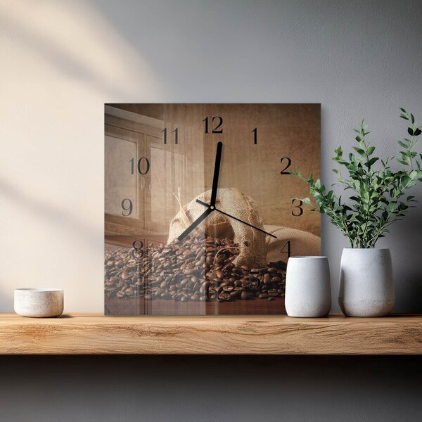 Skleněné hodiny na stěnu Káva zskc-30x30-00181957
