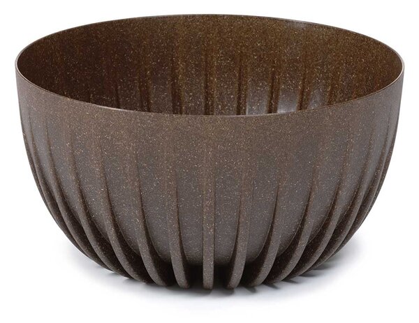 PLASTOVÝ KVĚTINÁČ STRIPPED ECO SADA 2KS 16X30 CM+15X24 CM TMAVĚHNĚDÁ