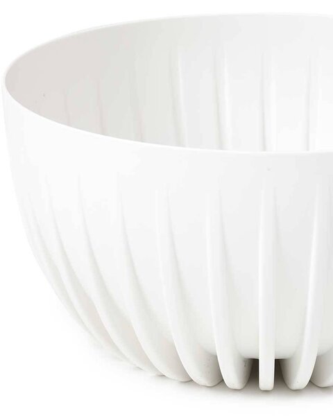 PLASTOVÝ KVĚTINÁČ STRIPPED ECO SADA 2KS 16X30 CM+15X24 CM BÍLÁ