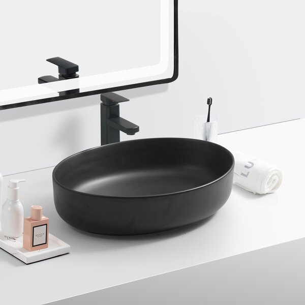 Erga Aadhya, umyvadlo na desku 550x415x140 mm, černá matná, ERG-V03-9594-M-001-BK