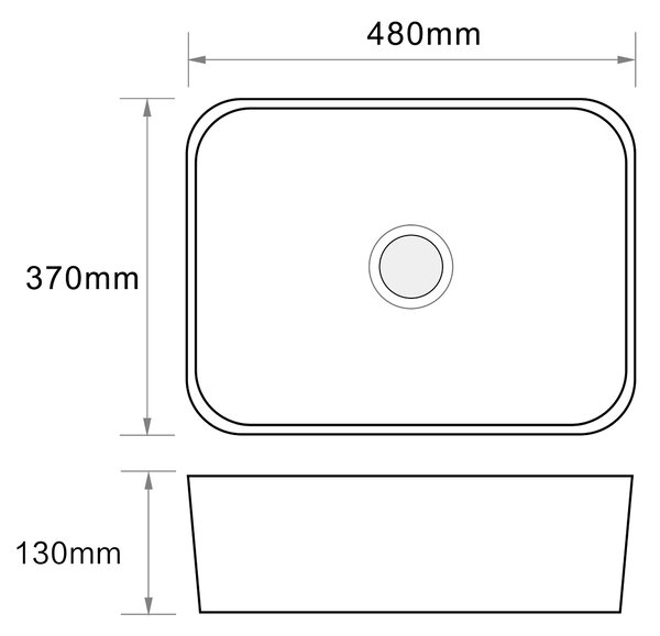 Erga Belle, umyvadlo na desku 480x370x130 mm, bílá lesklá, ERG-V03-YT-038-WH