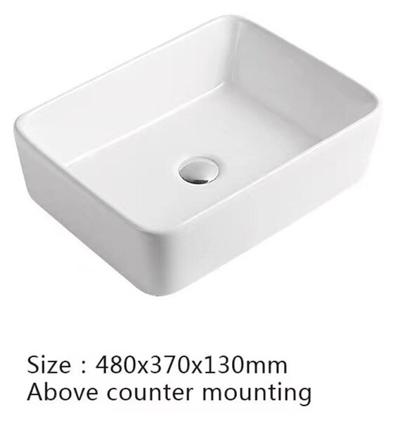 Erga Belle, umyvadlo na desku 480x370x130 mm, bílá lesklá, ERG-V03-YT-038-WH