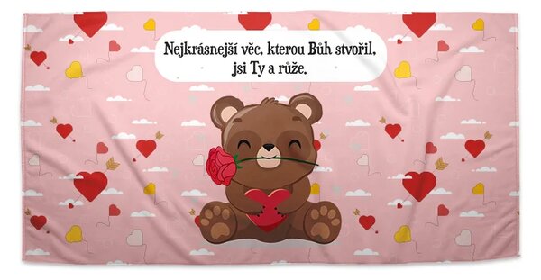Sablio Ručník Nejkrásnější věc, kterou Bůh stvořil, jsi Ty a růže - 30x50 cm
