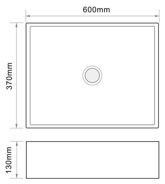 Erga Barbara, umyvadlo na desku 600x370x130 mm, bílá lesklá, ERG-V03-YT-060-WH