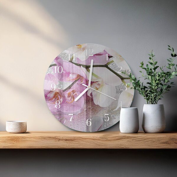 Skleněné hodiny na stěnu Orchidej zsob-fi30-00083534