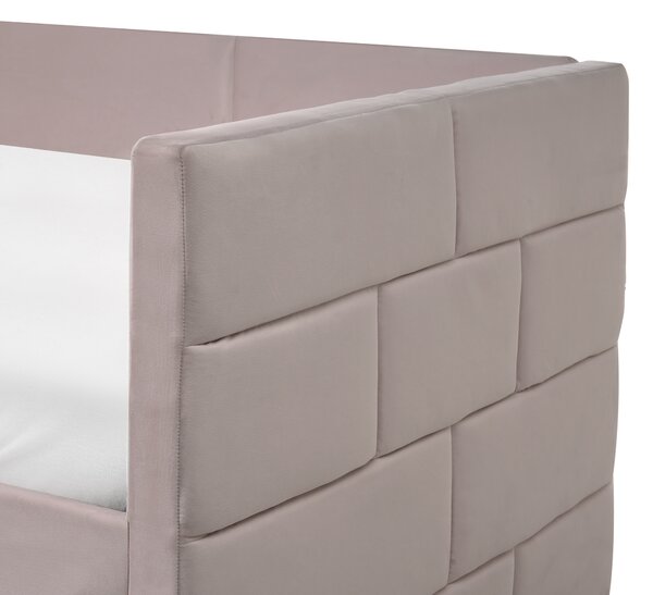 Rozkládací postel Umělý samet CHAVONNE 90 x 200 cm Světle šedá