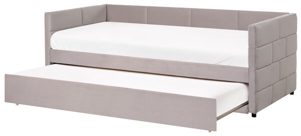 Rozkládací postel Umělý samet CHAVONNE 90 x 200 cm Světle šedá