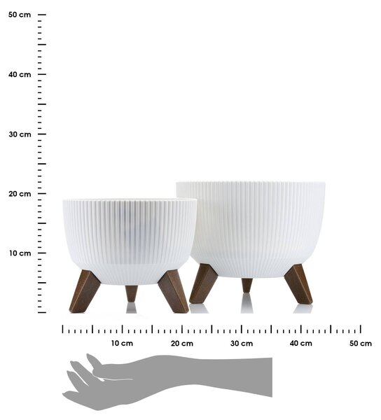 PLASTOVÝ KVĚTINÁČ ROSA LINEA ECO SADA 2KS 15X24,3 CM+18,3X29,2 CM BÍLÁ