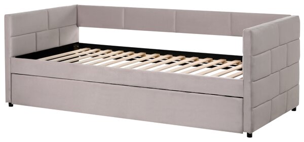 Rozkládací postel Umělý samet CHAVONNE 90 x 200 cm Světle šedá