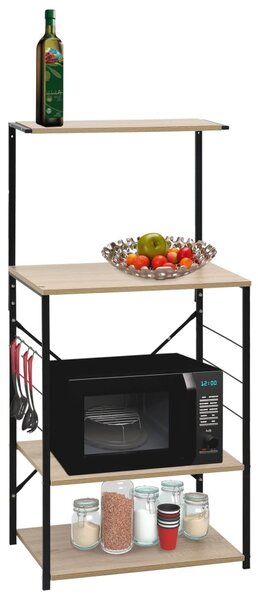 Skříňka na mikrovlnku černá a dub 60 x 39,6 x 123 cm kompozit