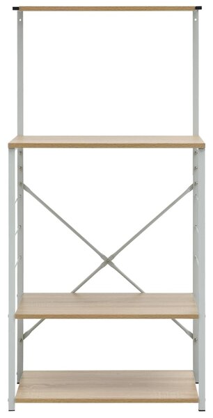 Skříňka na mikrovlnku bílá a dub 60 x 39,6 x 123 cm kompozit