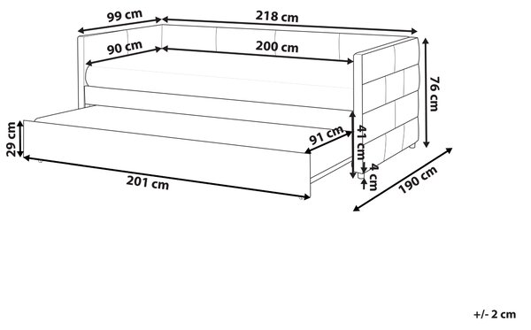 Rozkládací postel Umělý samet CHAVONNE 90 x 200 cm Světle šedá