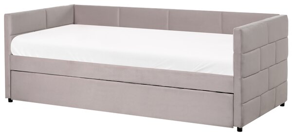 Rozkládací postel Umělý samet CHAVONNE 90 x 200 cm Světle šedá