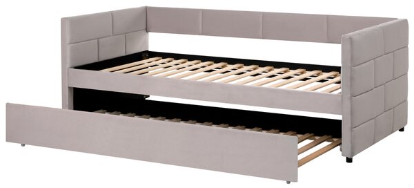 Rozkládací postel Umělý samet CHAVONNE 90 x 200 cm Světle šedá