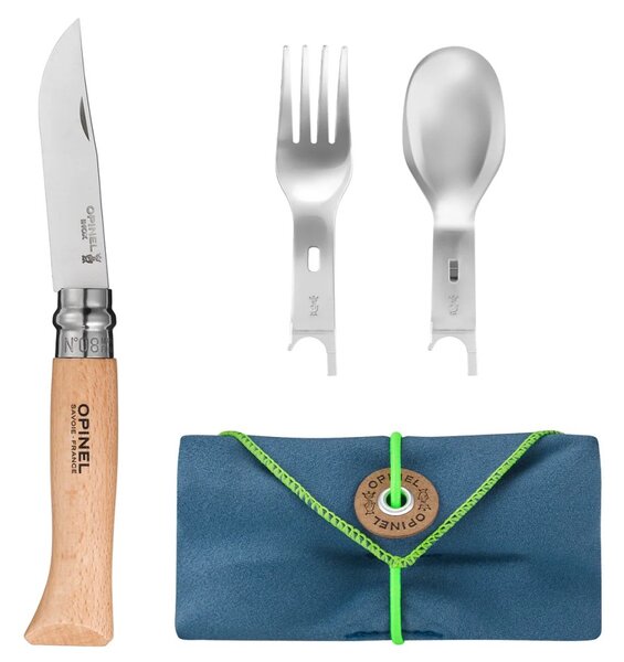 Opinel sada Picnic+ N °8 - lžíce, vidlička, ubrousek, včetně nože