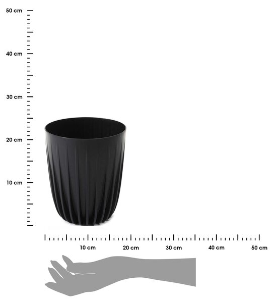 PLASTOVÝ KVĚTINÁČ STRIPPED ECO 23X19 CM ČERNÁ