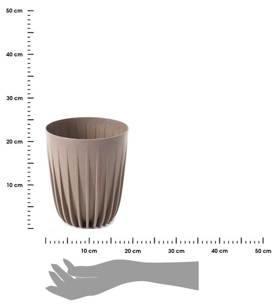 PLASTOVÝ KVĚTINÁČ STRIPPED ECO 23X19CM BÉŽOVÁ