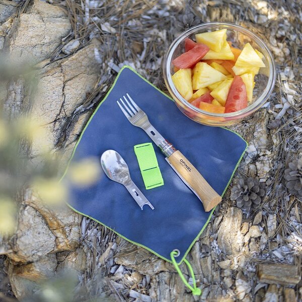 Opinel sada Picnic+ N °8 - lžíce, vidlička, ubrousek, včetně nože