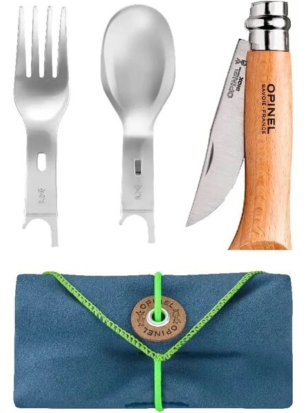 Opinel sada Picnic+ N °8 - lžíce, vidlička, ubrousek, včetně nože