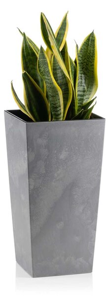 PLASTOVÝ KVĚTINÁČ PORTO 46X25X25 CM IMITACE BETONU ŠEDÁ