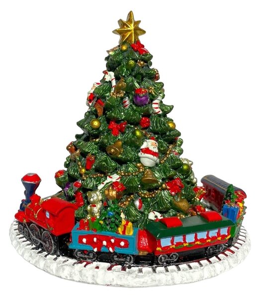 Dům Vánoc Hrací skříňka Vánoční stromek s lokomotivou 18 cm