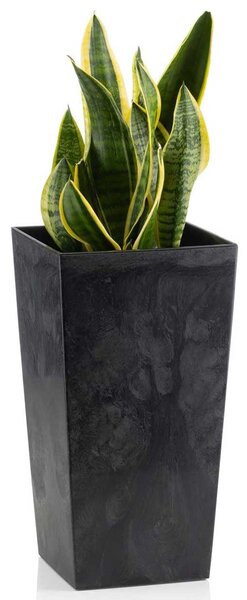 PLASTOVÝ KVĚTINÁČ PORTO 68X35X35 CM IMITACE BETONU ČERNÁ